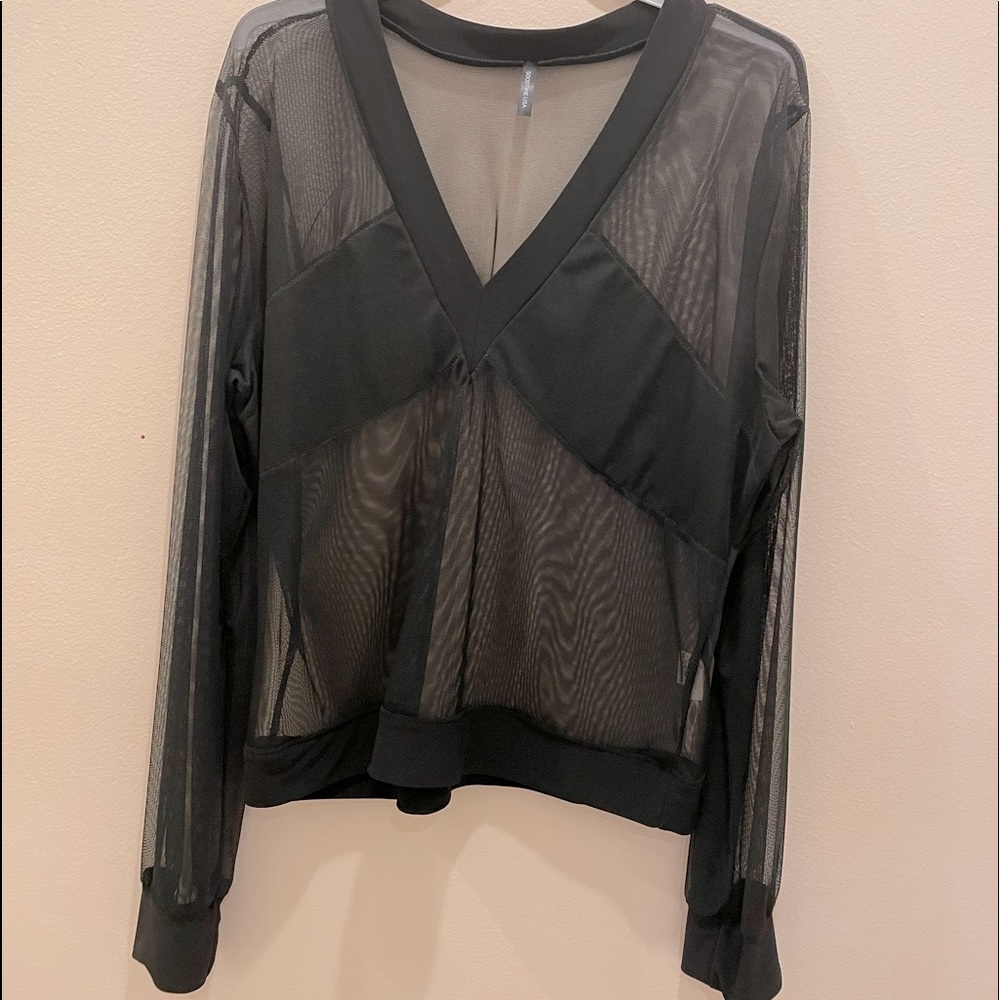 NEW 2X BLACK STRETCHY BLOUSE